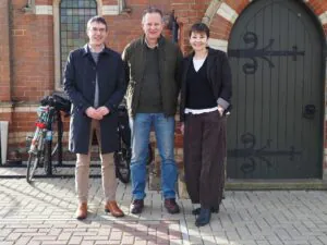 Adrian Ramsay, Andy Mellen and Caroline Lucas in Elmswell