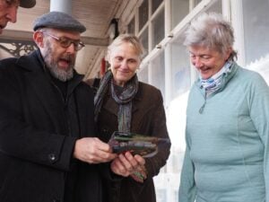 Andrew Stringer with Sarah and Jen in Elmswell