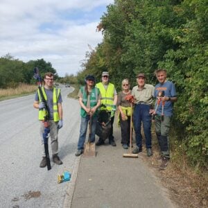Green Party volunteers clearing the path
